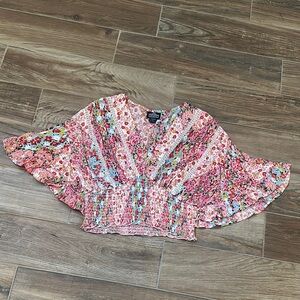 Angie Pink and Blue Floral Blouse